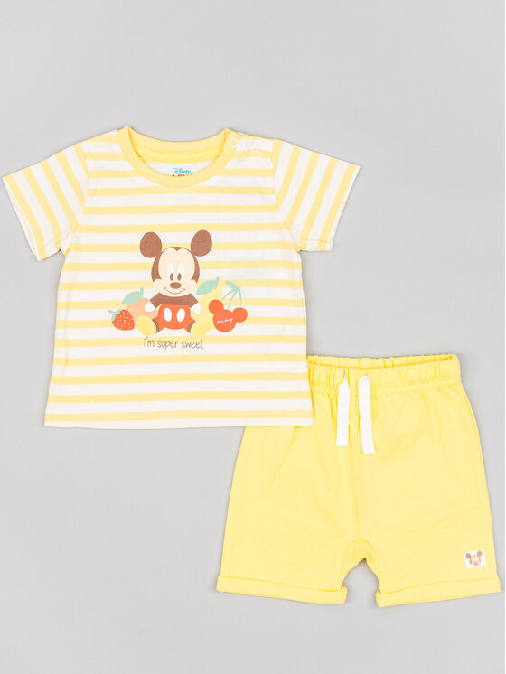 Zippy Zippy Set tricou și pantaloni scurți Myszka Miki ZNBAP0602 23008 Galben Regular Fit