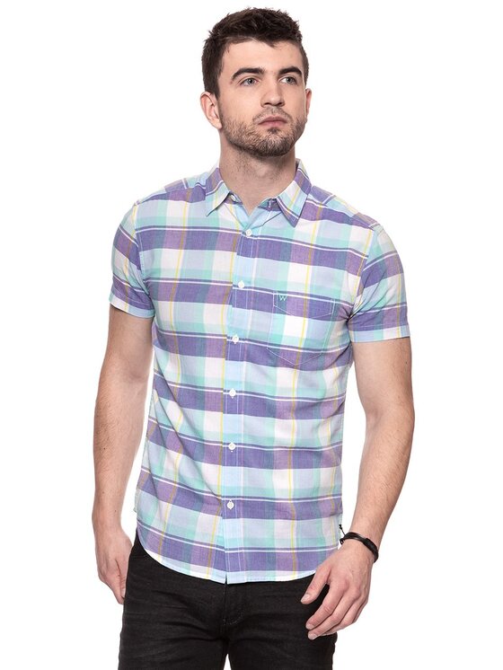 Wrangler Wrangler Koszula SS 1PKT SHIRT Fioletowy Regular Fit