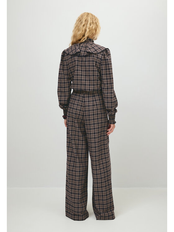BIZUU BIZUU Košile FEY BOW CHECKED SHIRT Hnědá Standard Fit