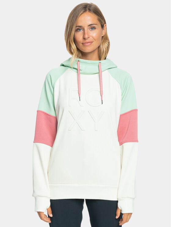 Roxy Džemperis ar kapuci Liberty Hoodie Otlr ERJFT04711 Écru Regular Fit