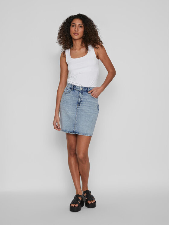 Vila Vila Spódnica jeansowa Kaja 14084735 Niebieski Regular Fit