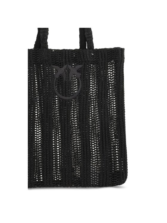 PINKO PINKO Torba Easy tote bag rafia Czarny