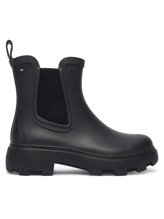 Tommy Hilfiger Cizme de cauciuc Flag Cleated FW0FW09387 Negru