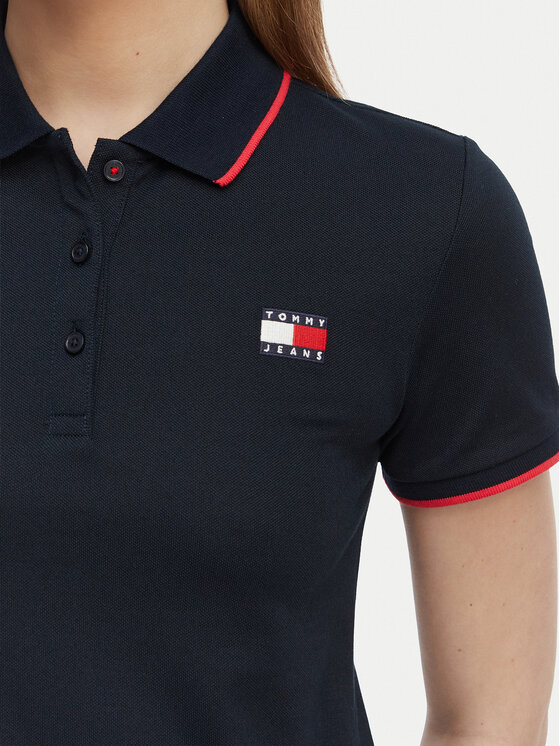 Tommy Jeans Tommy Jeans Kleid für den Alltag Tommy Badge DW0DW22328 Dunkelblau Relaxed Fit