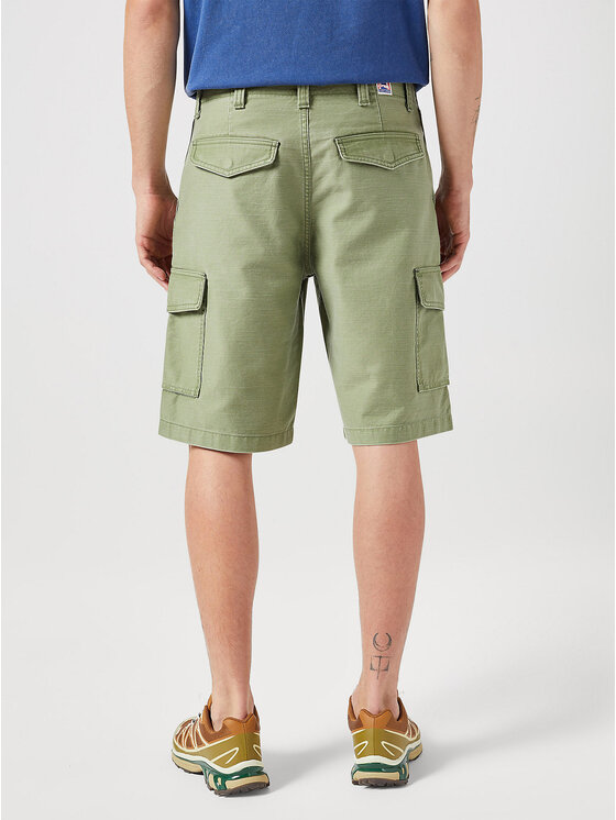 Wrangler Wrangler Szorty materiałowe CASEY CARGO SHORT Zielony Regular Fit