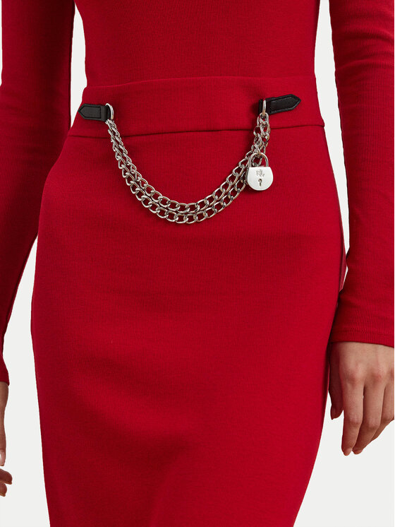 LAUREN RALPH LAUREN LAUREN RALPH LAUREN Pletena obleka 250951822002 Rdeča Slim Fit