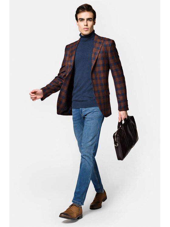 Lancerto Lancerto Marynarka MA099222000008 Brązowy Slim Fit