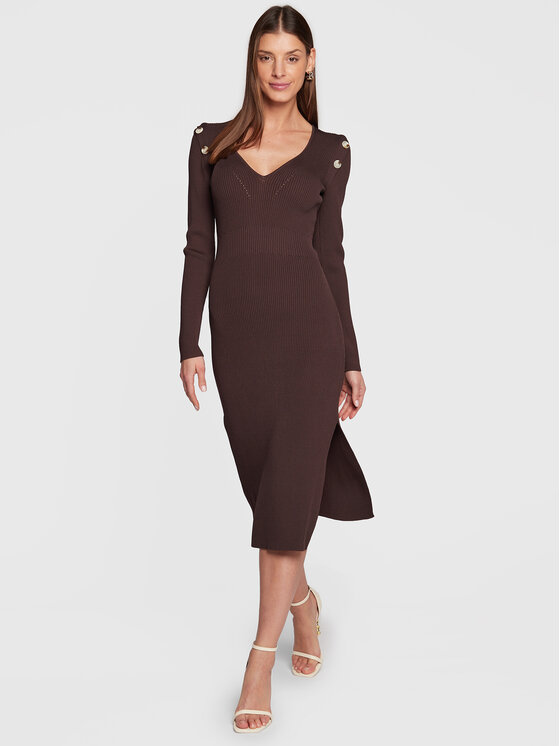Notes Du Nord Rochie tricotată Fonda 12940 Maro Slim Fit 12940 imagine noua