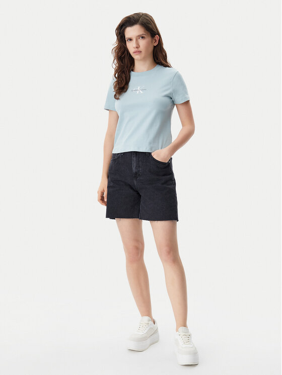 Calvin Klein Jeans Calvin Klein Jeans Tričko Baby Tee J20J223113 Modrá Slim Fit