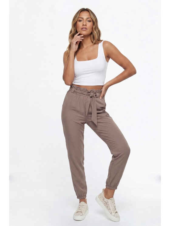 FIGL FIGL Bavlnené nohavice M1347 Hnedá Regular Fit