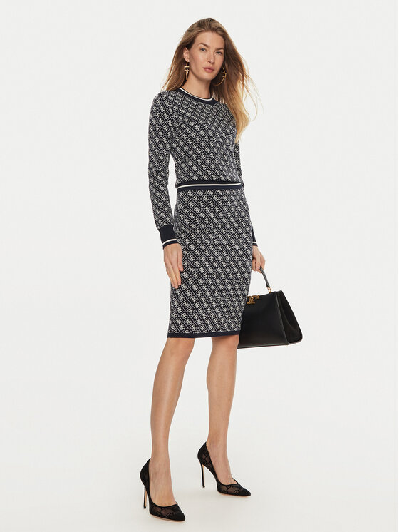 Guess Guess Fustă tip creion Lise W4BD53 Z37K0 Bleumarin Slim Fit
