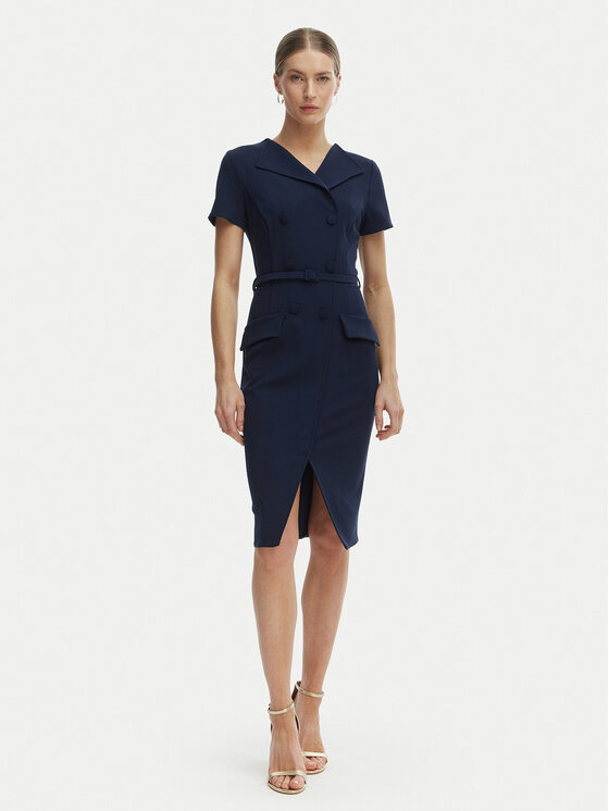 Rinascimento Rinascimento Kokteilinė suknelė CFC0127893003 Tamsiai mėlyna Slim Fit