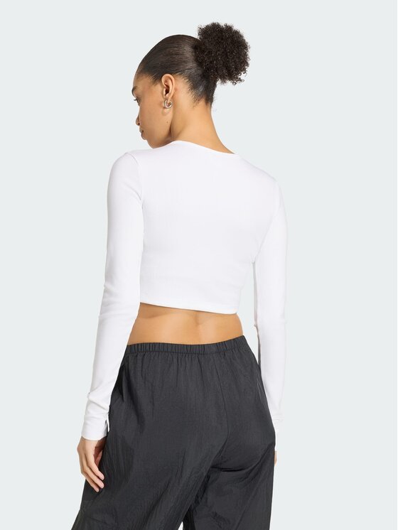 adidas adidas Longsleeve ESSENTIALS RIB CROPPED Biały Fitted Fit