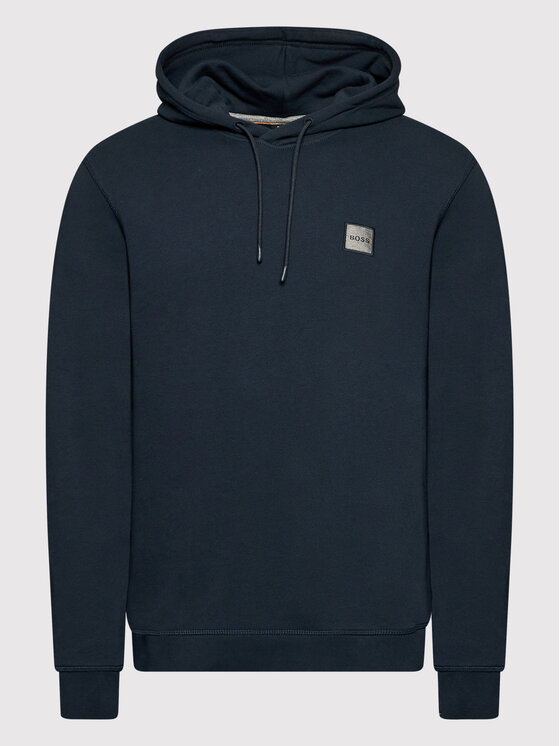 BOSS - Felpa con cappuccio in cotone elasticizzato con zip e dettagli a
