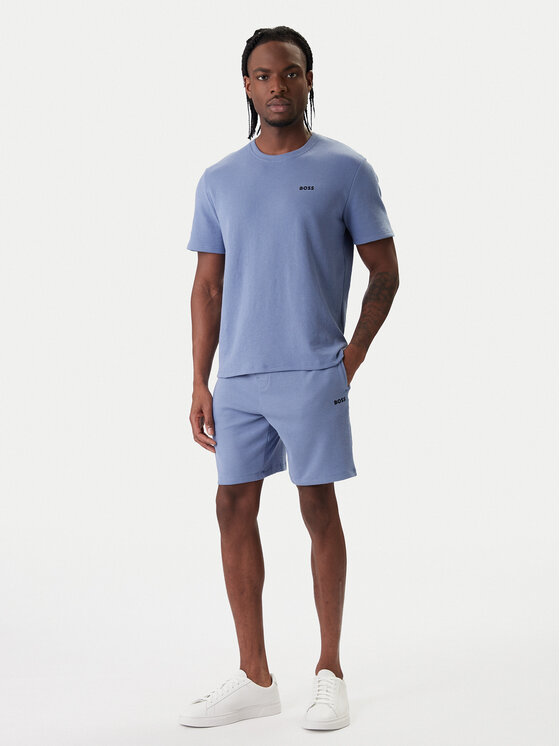 BOSS BOSS Tricou Waffle 50535891 Albastru celest Regular Fit