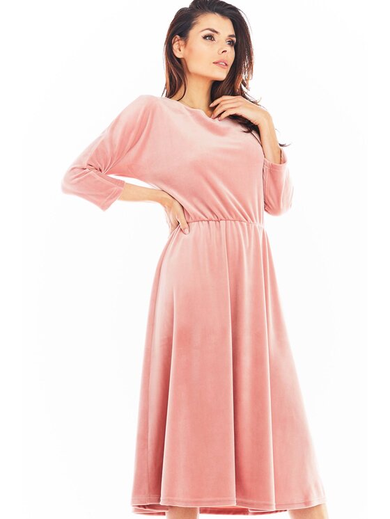 Awama Awama Vestito di maglia A407 Rosa Basic Fit