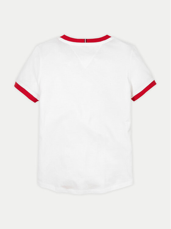 Tommy Hilfiger Tommy Hilfiger T-Shirt KG0KG08528 S Biały Regular Fit
