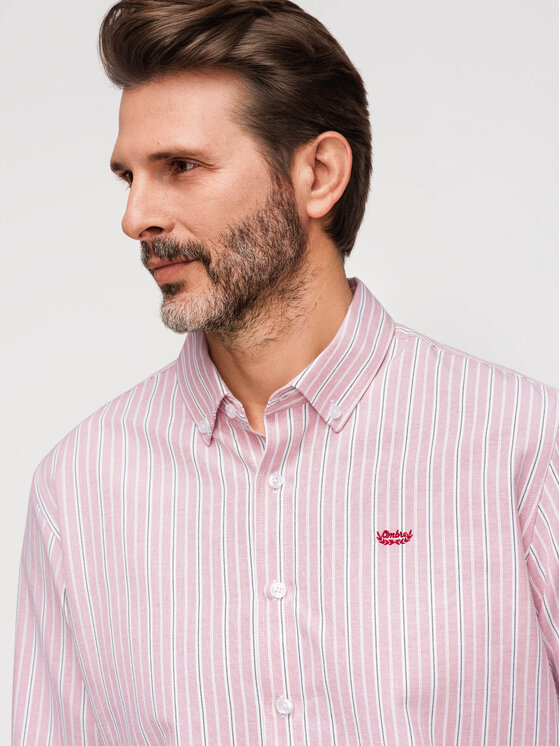 Ombre Ombre Koszula K703 Różowy Regular Fit