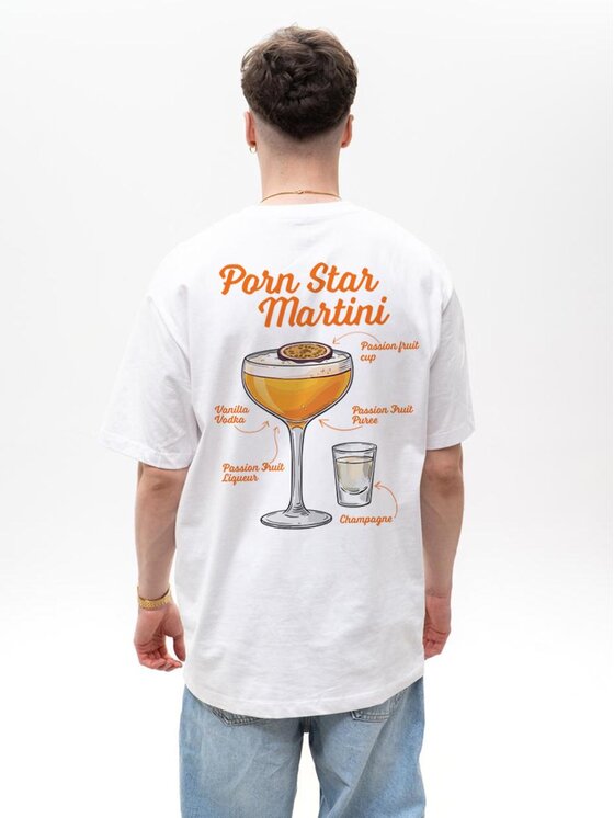 MyStars MyStars T-Shirt Szeroka luźna na lato drink 132574 Biały Oversize
