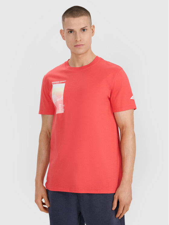 4F 4F T-Shirt MIDSHOP TEXTILE Koralowy Regular Fit