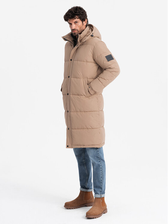 Ombre Ombre Kurtka puchowa OM-JALJ-0190 Beżowy Regular Fit