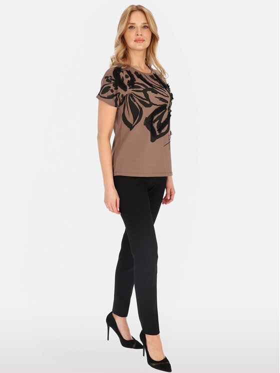 Perso Perso T-Shirt TCE247000F Brązowy Regular Fit