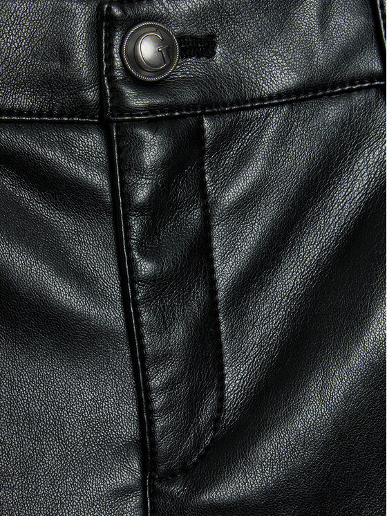 Guess Guess Παντελόνι από απομίμηση δέρματος J3RB17 WF8P0 Μαύρο Regular Fit