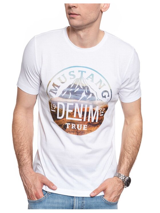 Mustang Mustang T-shirt ALEX C PRINT Bianco Regular Fit