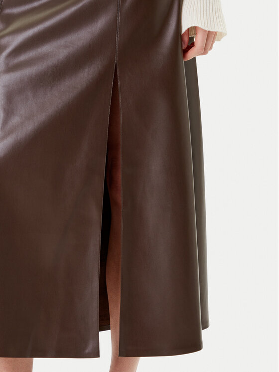 Simona Corsellini Simona Corsellini Spódnica z imitacji skóry A25CPGO00701 Brązowy Regular Fit