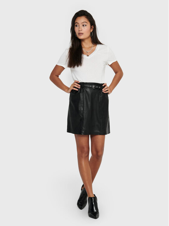 ONLY ONLY Fustă din imitație de piele Heidi 15229099 Negru Regular Fit