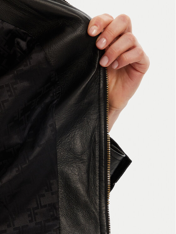 Elisabetta Franchi Elisabetta Franchi Μπουφάν δερμάτινο GD-46Z-51E2-V1300 Μαύρο Regular Fit