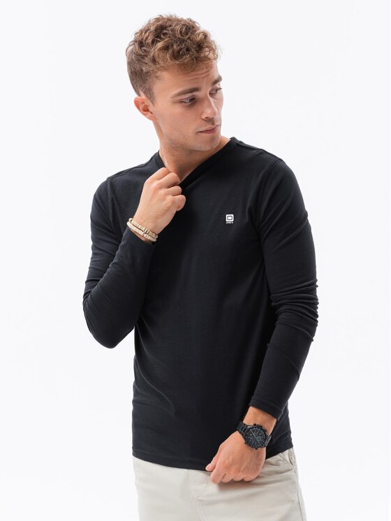 Ombre Ombre Longsleeve OM-LSCL-0102 Czarny Regular Fit