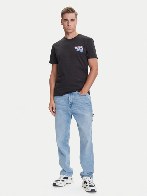 Tommy Jeans Tommy Jeans T-krekls Stack Backprint DM0DM21589 Melns Regular Fit