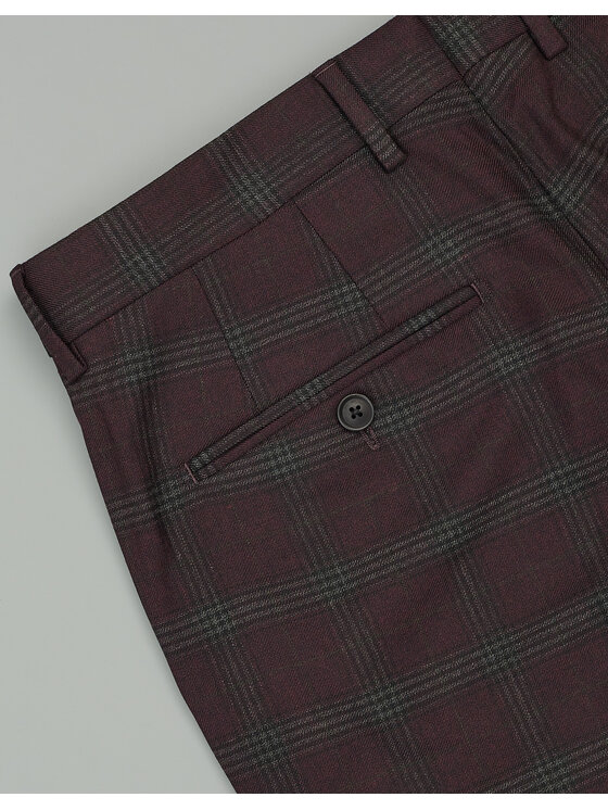 Borgio Borgio Spodnie garniturowe naro02 Bordowy Slim Fit