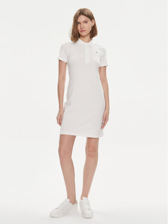 Tommy Hilfiger Tommy Hilfiger Ежедневна рокля 1985 WW0WW37853 Екрю Slim Fit