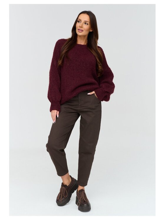 Makadamia Makadamia Sweter C83 Bordowy Loose Fit