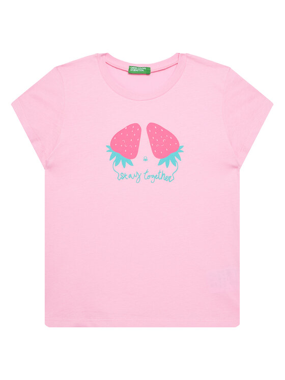 United Colors Of Benetton T-Shirt 3JERG10J3 Różowy Regular Fit