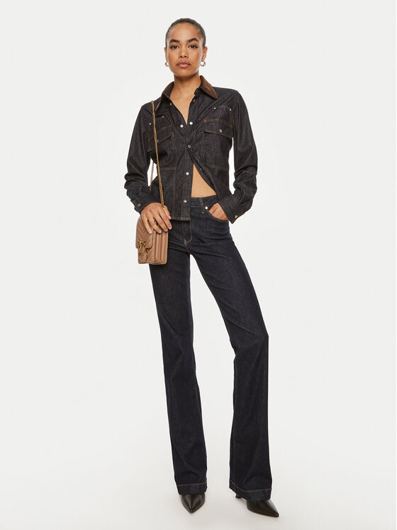 PINKO Pinko džínsová košeľa Coro 103879 A20N Tmavomodrá Regular Fit