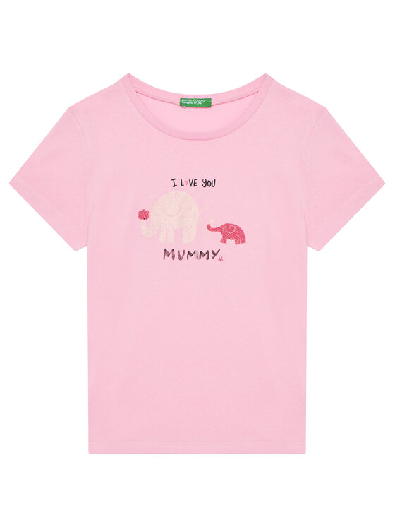 United Colors Of Benetton United Colors Of Benetton T-Shirt 3I1XG10JJ Růžová Regular Fit