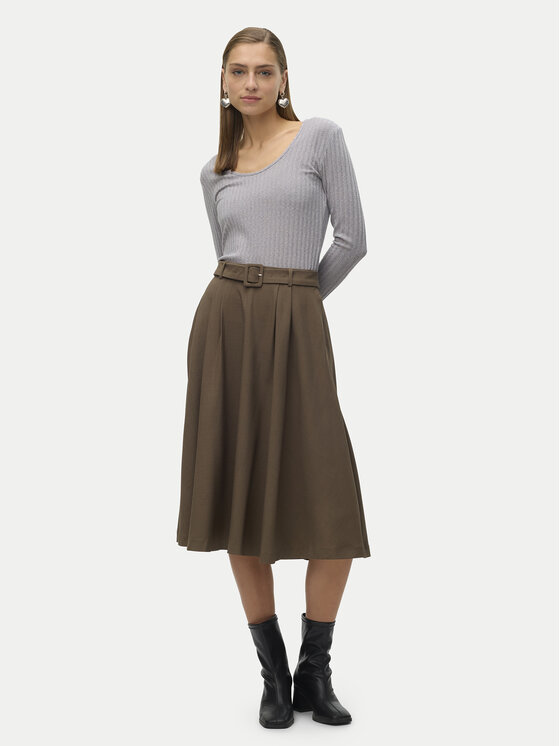 Vero Moda Vero Moda Spódnica trapezowa Tarisa 10318628 Brązowy Regular Fit