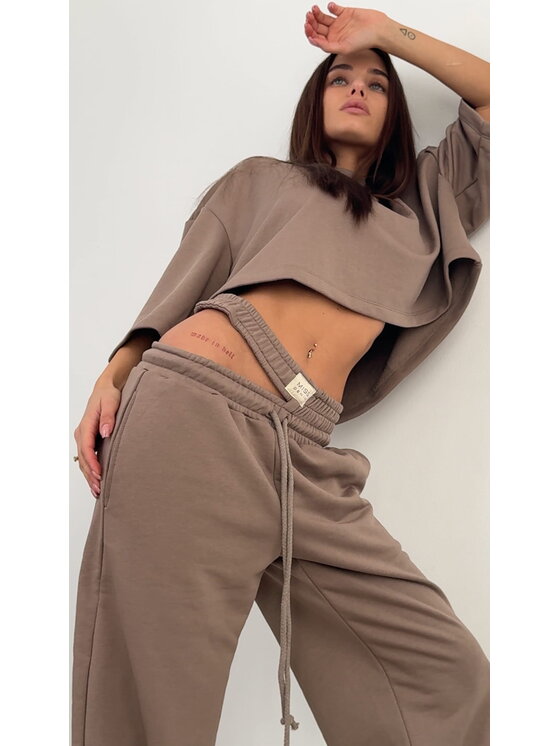 MissDenim Spodnie dresowe Double Belt Sweatpants Brązowy
