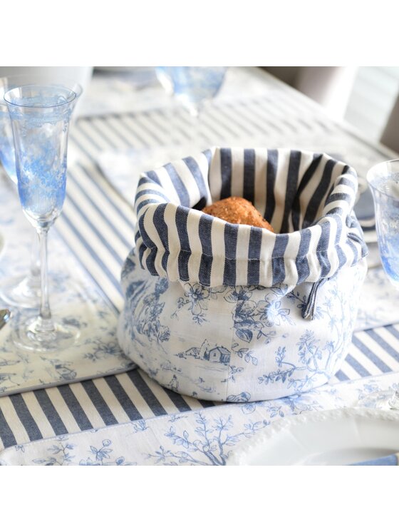 Roseberry Home Roseberry Home Podkładka na stół Mini dwustronne w stylu francuskim Toile de Jouy Blue & Stripes Niebieski
