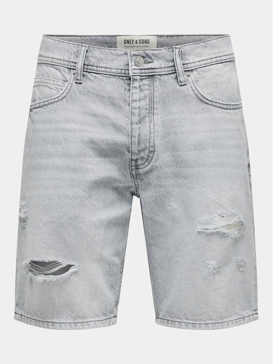 Only & Sons Only & Sons Džínsové šortky Edge 22029639 Sivá Straight Fit
