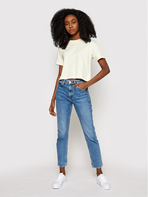 T-shirt Astra O1GA10 I3Z11 Giallo Cropped Fit