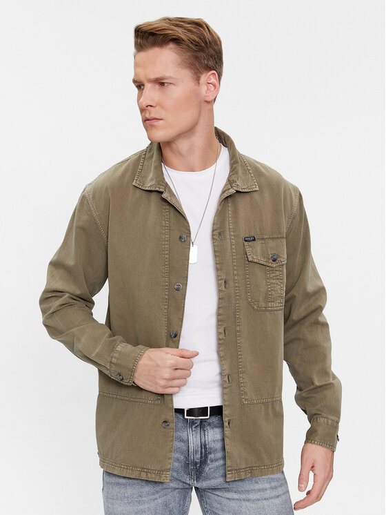 Guess Cămașă Ls Collin Washed Ove M4RH06 WFXI0 Kaki Relaxed Fit | Modivo.ro
