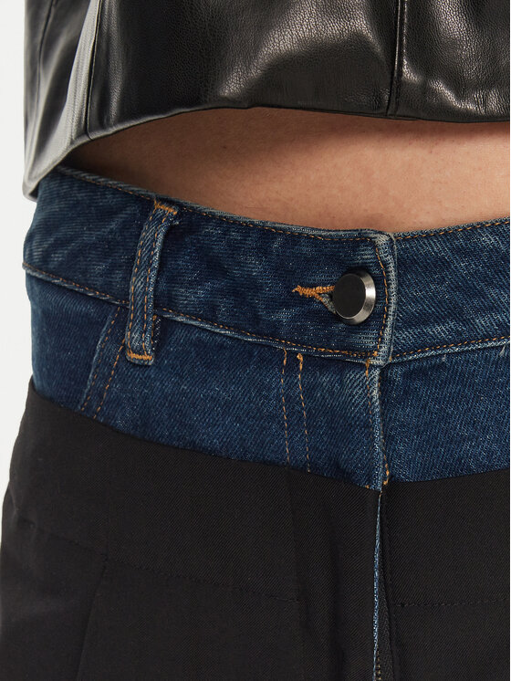 Sisley Sisley Παντελόνι υφασμάτινο 485XLF05M Μαύρο Wide Leg