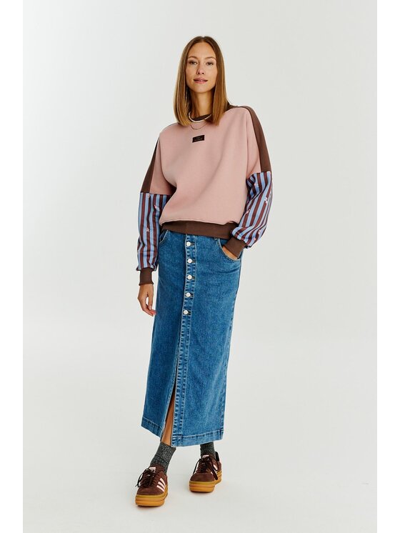 NAOKO NAOKO Bluza Free Soul Beżowy Oversize