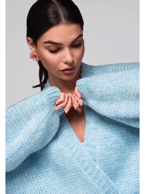 Ombre Ombre Kardigan LW-SWCD-0105 Niebieski Regular Fit