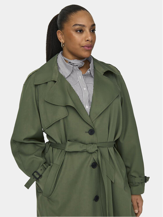 ONLY Carmakoma ONLY Carmakoma Tenchcoat Chloe 15310056 Grün Regular Fit