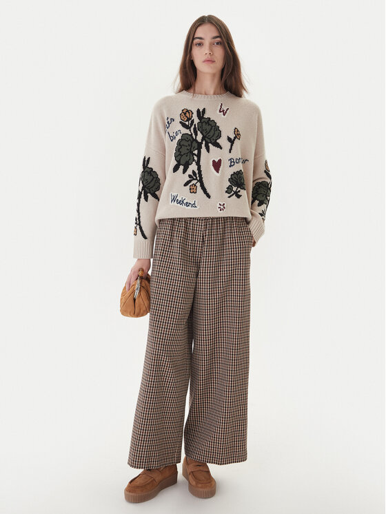 Weekend Max Mara Weekend Max Mara Штани з тканини Ebe 2525136052 Бежевий Wide Leg